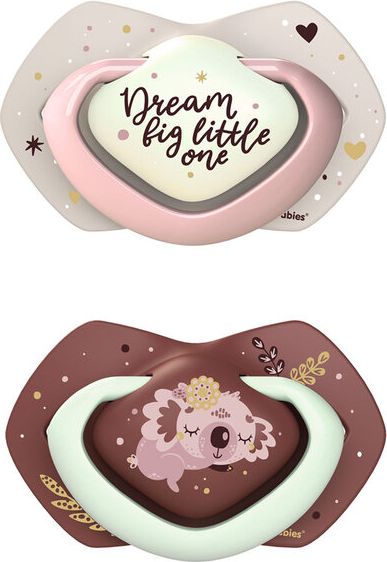 CANPOL BABIES Set symetrických silikonových dudlíků Light touch 6-18m Sleepy koala růžový - obrázek 1