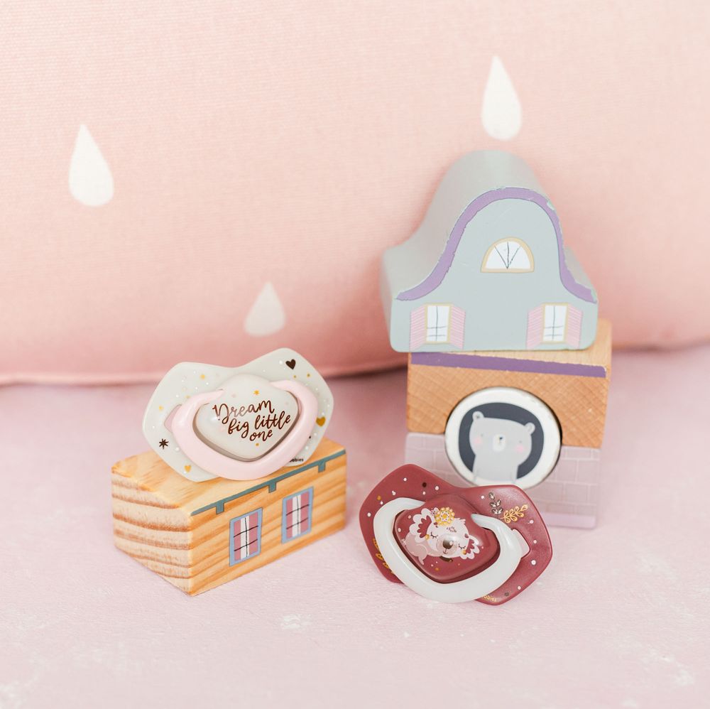 CANPOL BABIES Set symetrických silikonových dudlíků Light touch 6-18m Sleepy koala růžový - obrázek 8