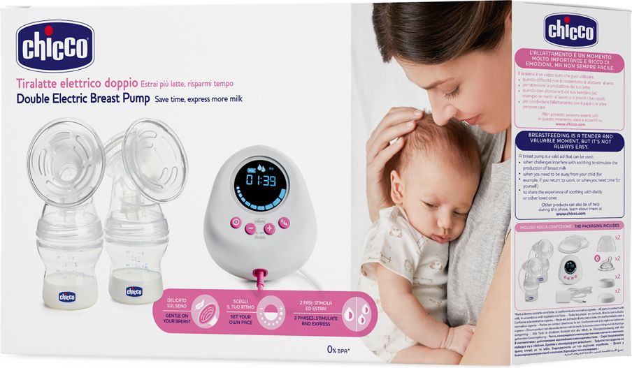 CHICCO Odsávačka mateřského mléka elektrická Double Pink - obrázek 2