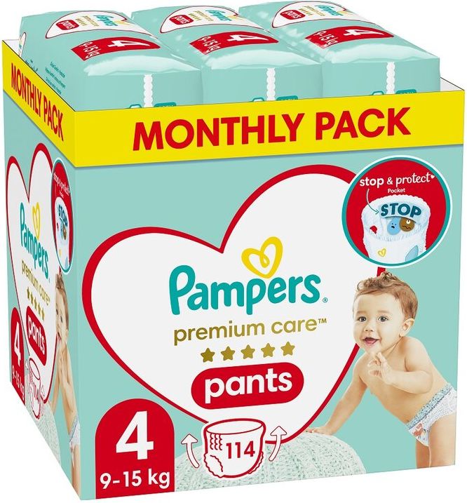 PAMPERS Premium Care 4 9-15 kg 114 ks - obrázek 1