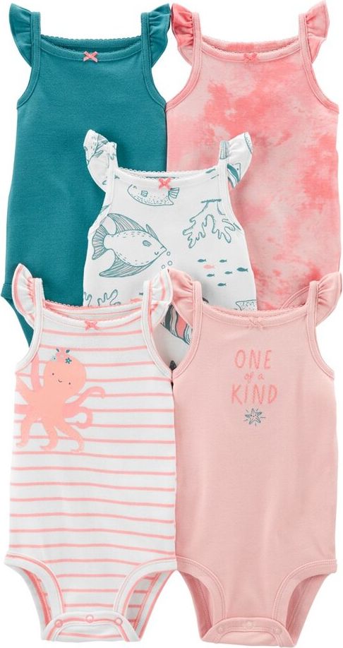 CARTER'S Body bez rukávů Pink Ocean holka 5ks 24m - obrázek 1