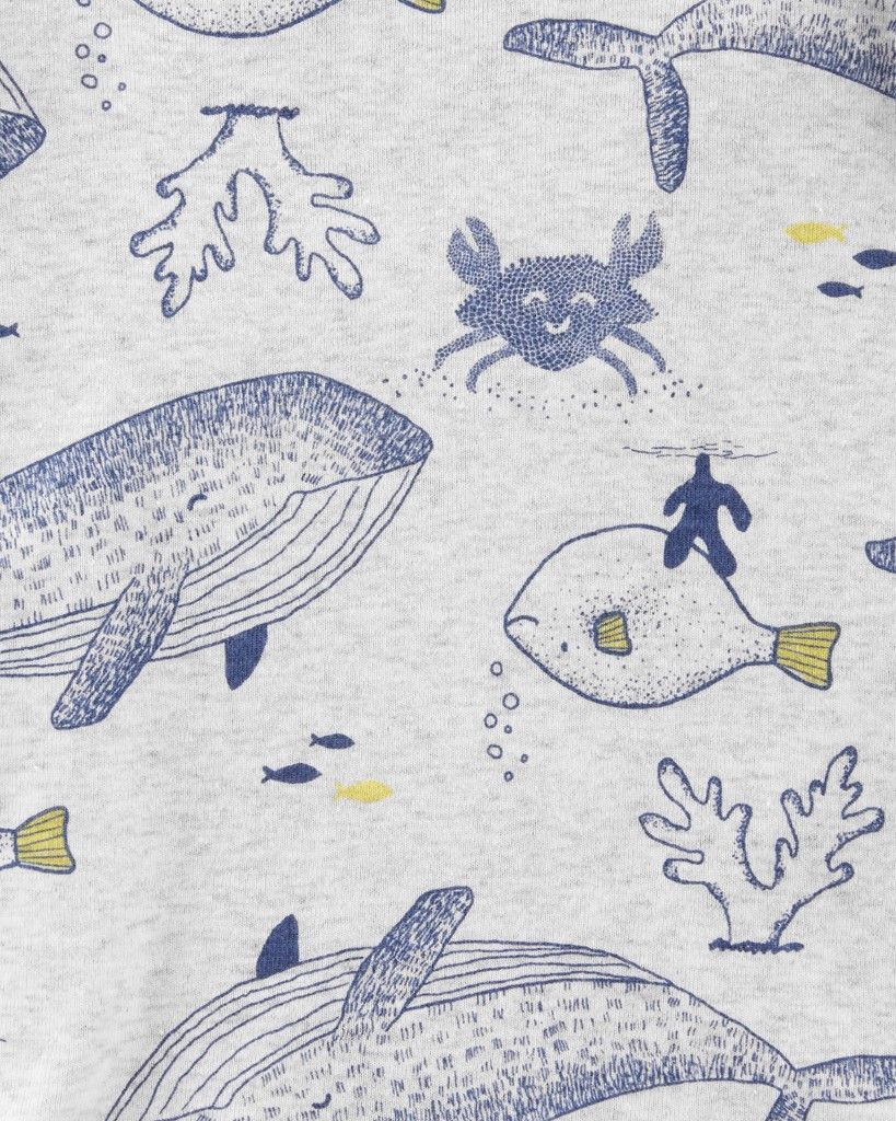 CARTER'S Overal letní krátký rukáv Grey Ocean chlapec LBB 2ks 3m - obrázek 3