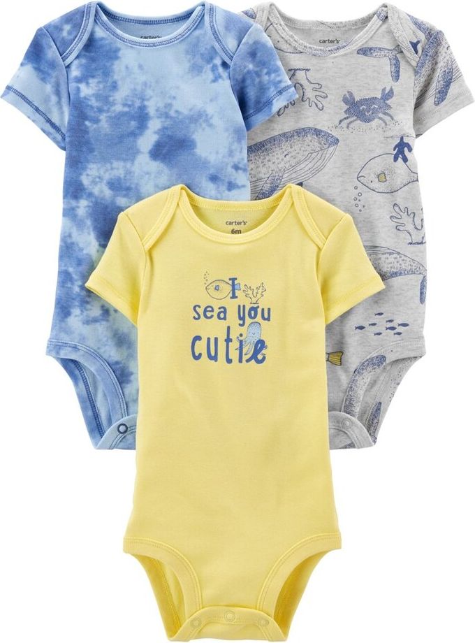 CARTER'S Body krátký rukáv Blue Ocean chlapec 3ks 18m - obrázek 1