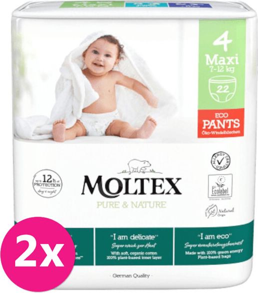 2x MOLTEX Pure&Nature Kalhotky plenkové jednorázové 4 Maxi (7-12 kg) 22 ks - obrázek 1