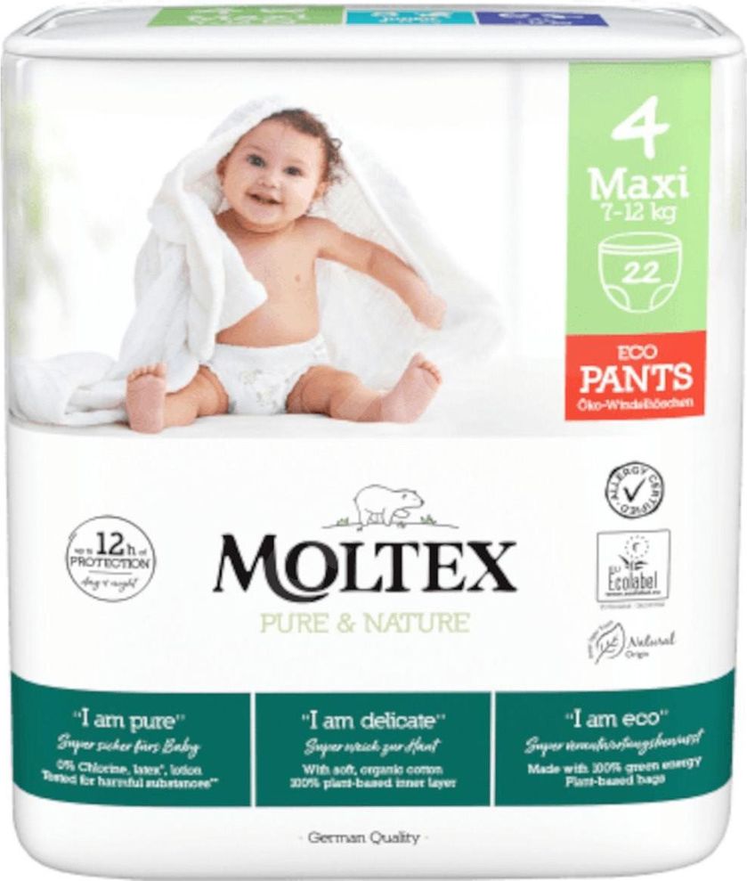 2x MOLTEX Pure&Nature Kalhotky plenkové jednorázové 4 Maxi (7-12 kg) 22 ks - obrázek 2