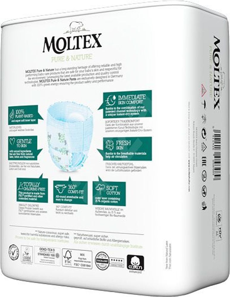 2x MOLTEX Pure&Nature Kalhotky plenkové jednorázové 4 Maxi (7-12 kg) 22 ks - obrázek 5