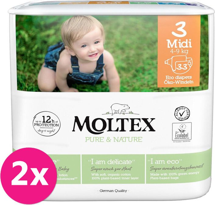 2x MOLTEX Pure&Nature Pleny jednorázové 3 Midi (4-9 kg) - obrázek 1