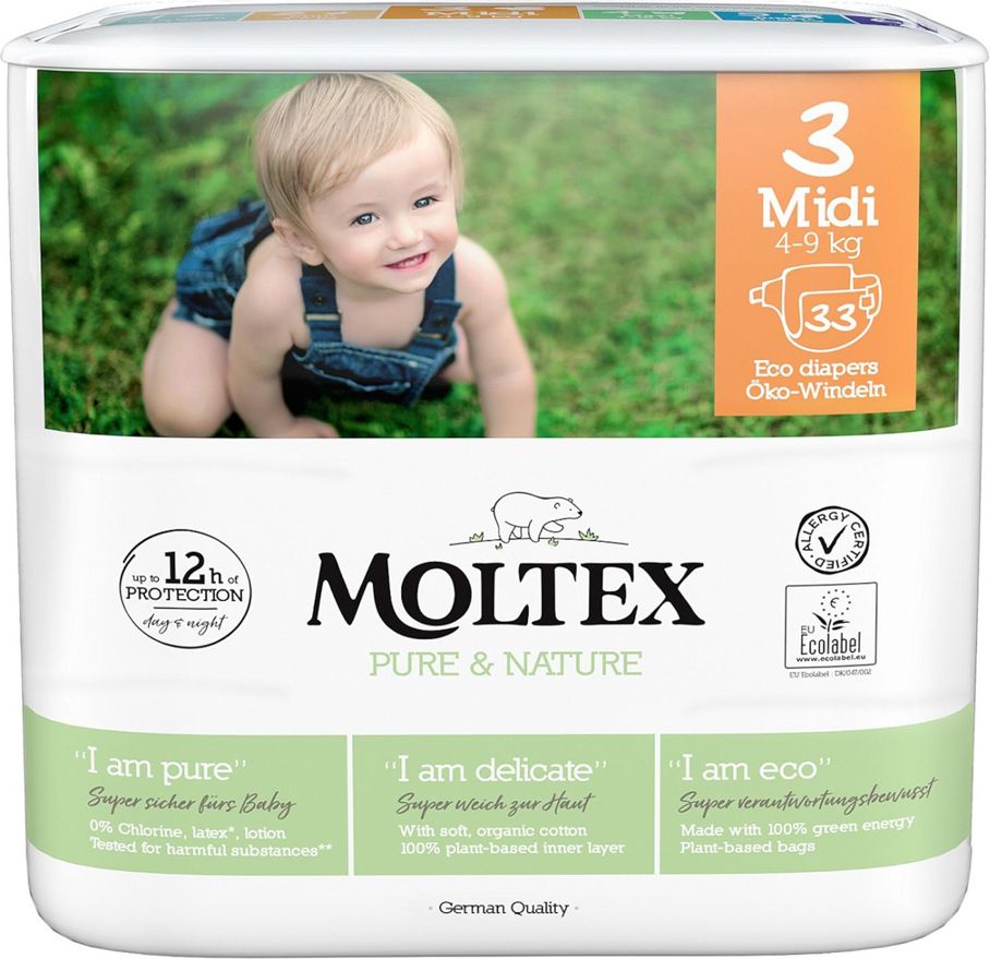 2x MOLTEX Pure&Nature Pleny jednorázové 3 Midi (4-9 kg) - obrázek 2