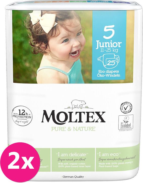 2x MOLTEX Pure&Nature Pleny jednorázové 5 Junior (11-25 kg) 25 ks - obrázek 1