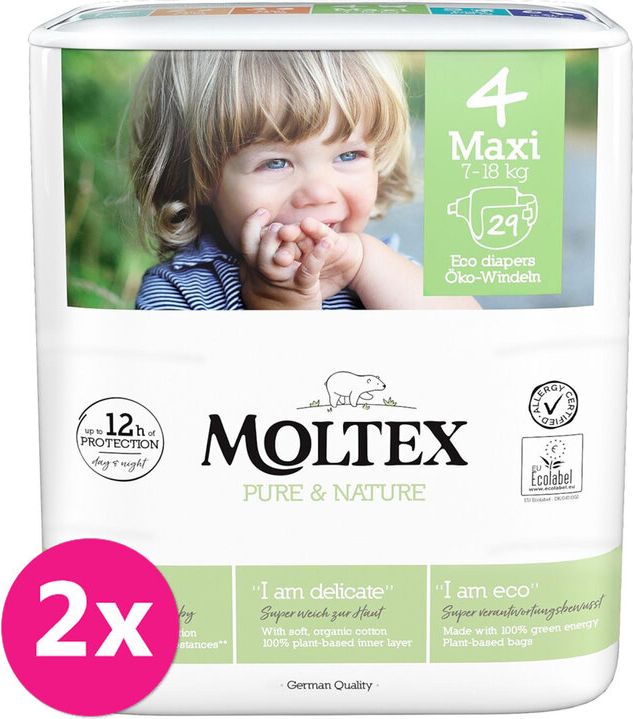 2x MOLTEX Pure&Nature Pleny jednorázové 4 Maxi (7-18 kg) 29 ks - obrázek 1