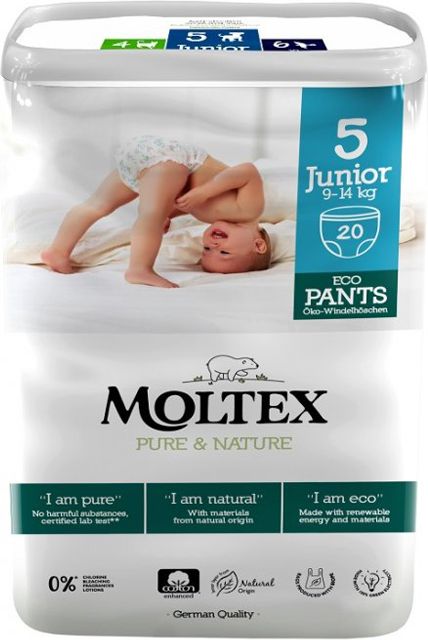 2x MOLTEX Pure&Nature Kalhotky plenkové jednorázové 5 Junior (9-14 kg) 20 ks - obrázek 2