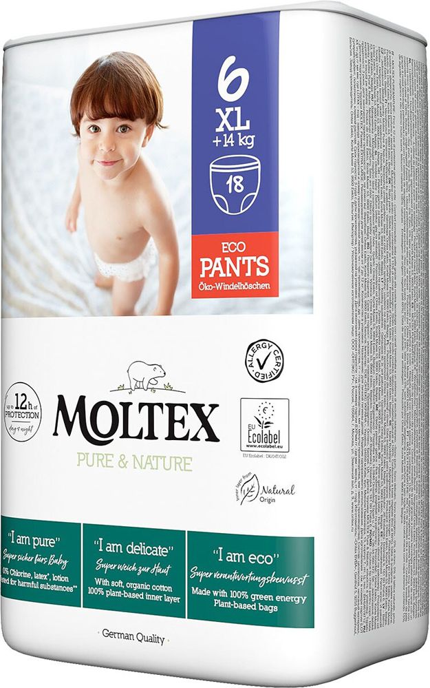 2x MOLTEX Pure&Nature Kalhotky plenkové jednorázové 6 XL (14 kg+) 18 ks - obrázek 2