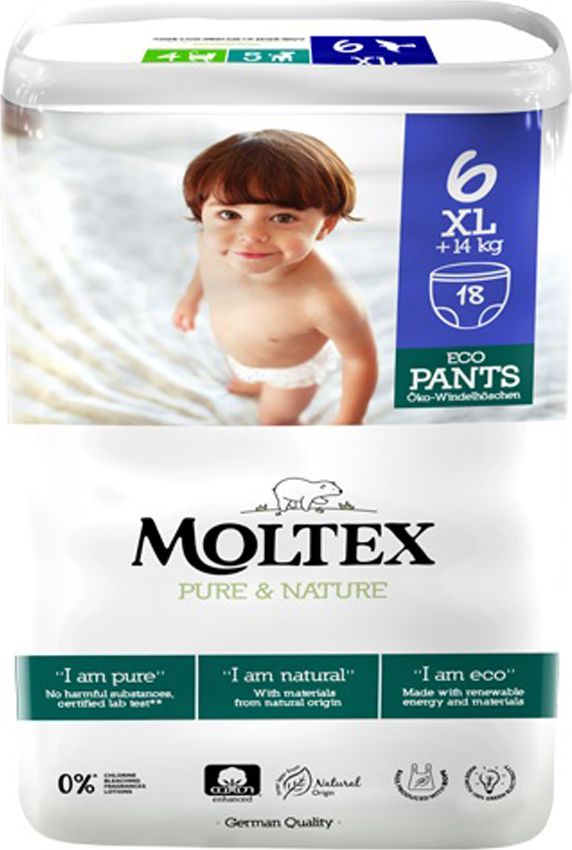 2x MOLTEX Pure&Nature Kalhotky plenkové jednorázové 6 XL (14 kg+) 18 ks - obrázek 3