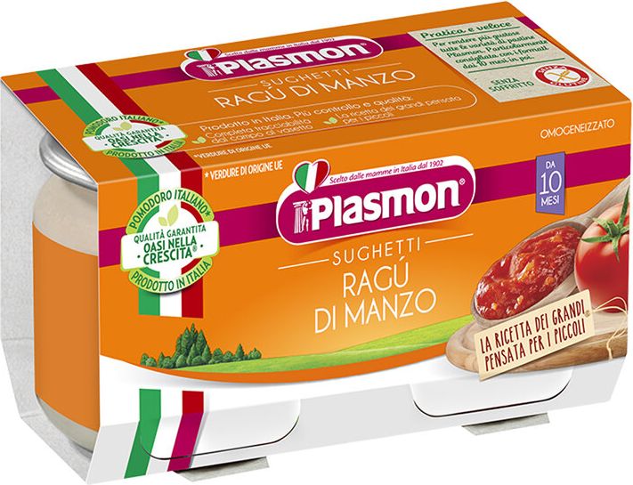 PLASMON Omáčka bezlepková rajčatová s hovězím ragú 2x80g, 10m+ - obrázek 1