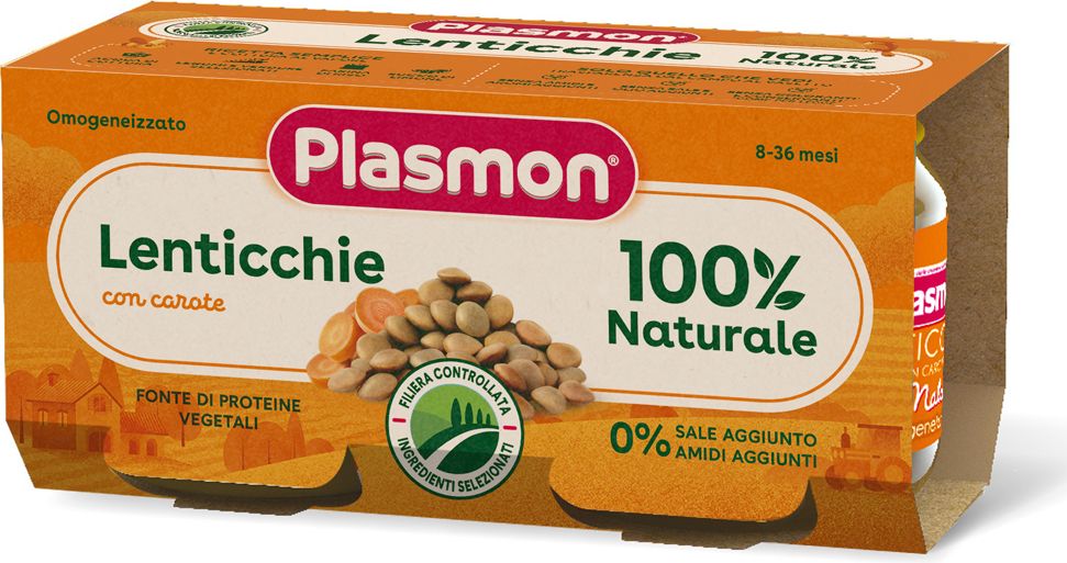 PLASMON Příkrm bezlepkový zeleninový s čočkou a mrkví 8m+ 2 x 80 g - obrázek 2