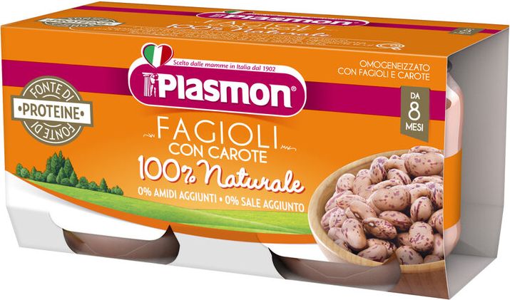 PLASMON Příkrm bezlepkový zeleninový s fazolemi a mrkví 8m+ 2 x 80 g - obrázek 1