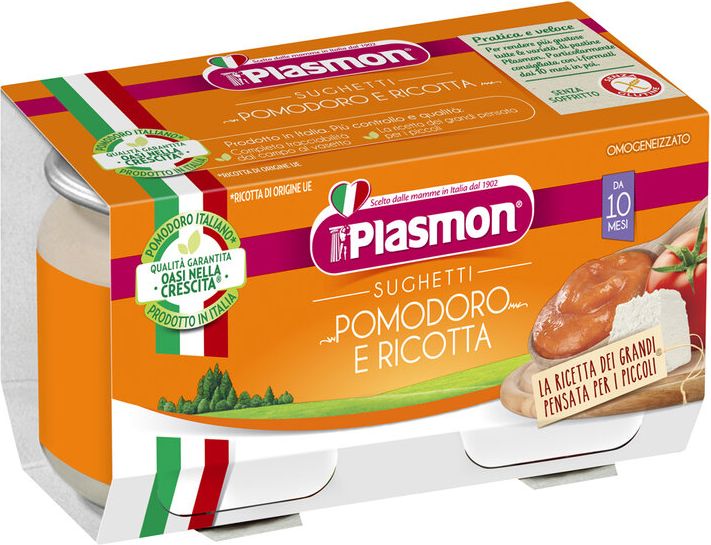 PLASMON Omáčka bezlepková rajčatová s Ricottou 2x80g, 10m+ - obrázek 1