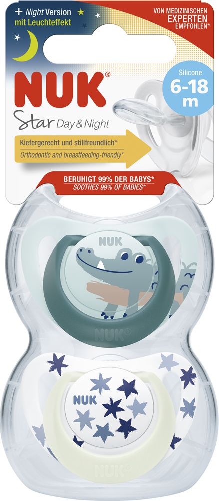 NUK Dudlík Star Den & Noc (6-18 m.) 2 ks box kluk - obrázek 2