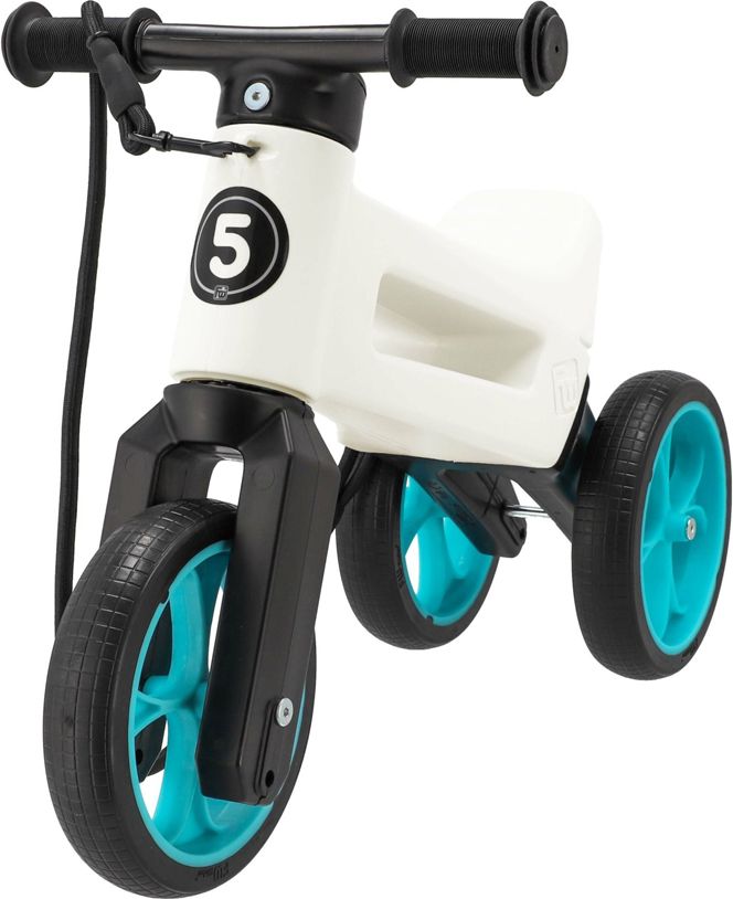 TEDDIES Odrážedlo Funny wheels Rider SuperSport bílé/tyrkys 2v1+popruh - obrázek 2