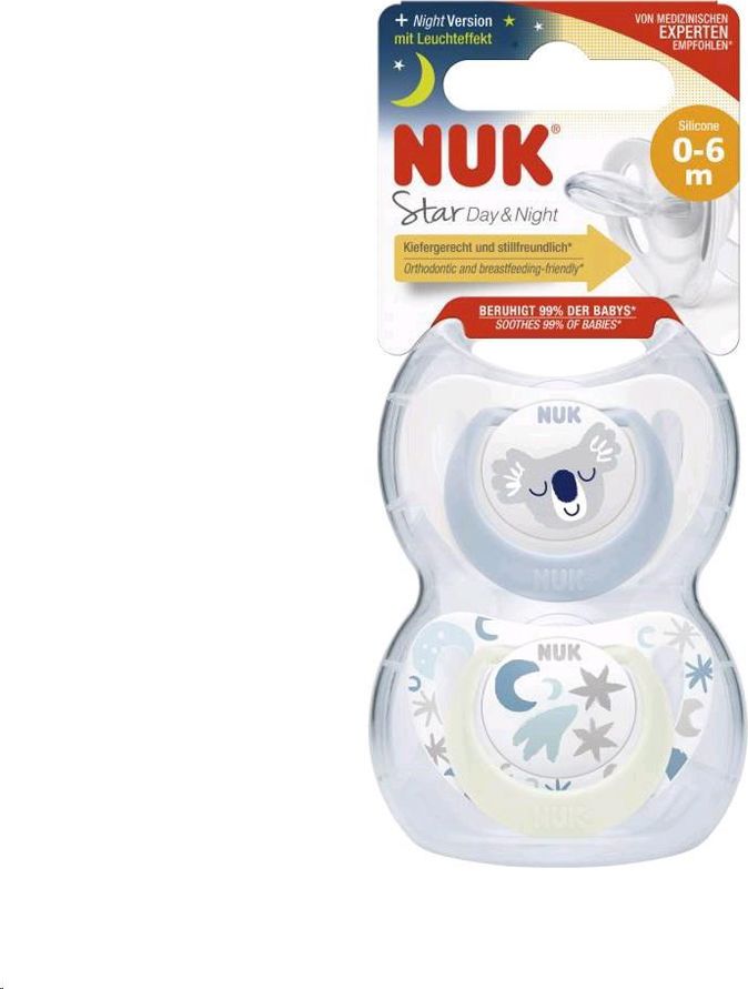 NUK Dudlík Star Den & Noc, SI,V1 (0-6m.) 2 ks box kluk - obrázek 2