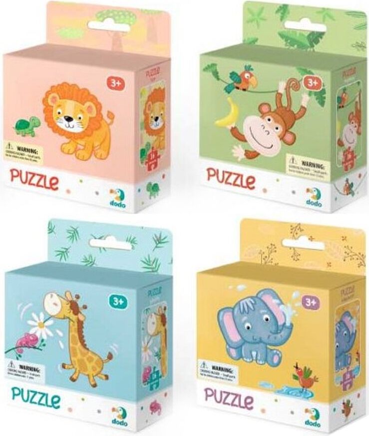 DODO Puzzle 16 dílků mix 4 kusů (Slůně, Žirafa, Opička, Lev) - obrázek 1