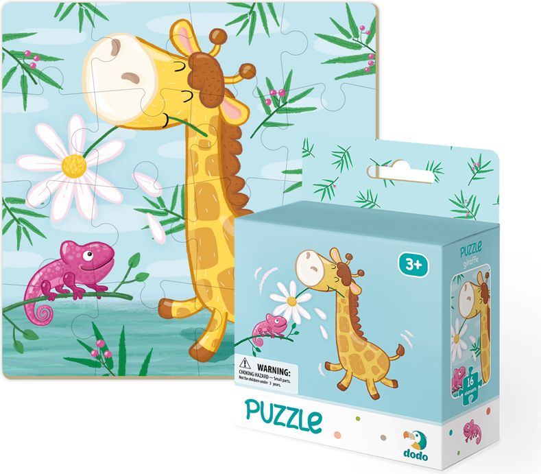 DODO Puzzle 16 dílků mix 4 kusů (Slůně, Žirafa, Opička, Lev) - obrázek 3