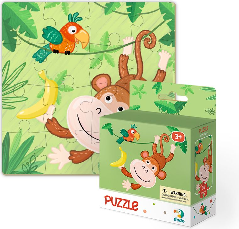 DODO Puzzle 16 dílků mix 4 kusů (Slůně, Žirafa, Opička, Lev) - obrázek 4