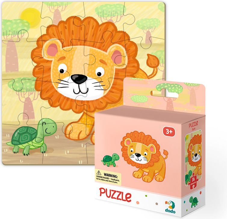 DODO Puzzle 16 dílků mix 4 kusů (Slůně, Žirafa, Opička, Lev) - obrázek 5