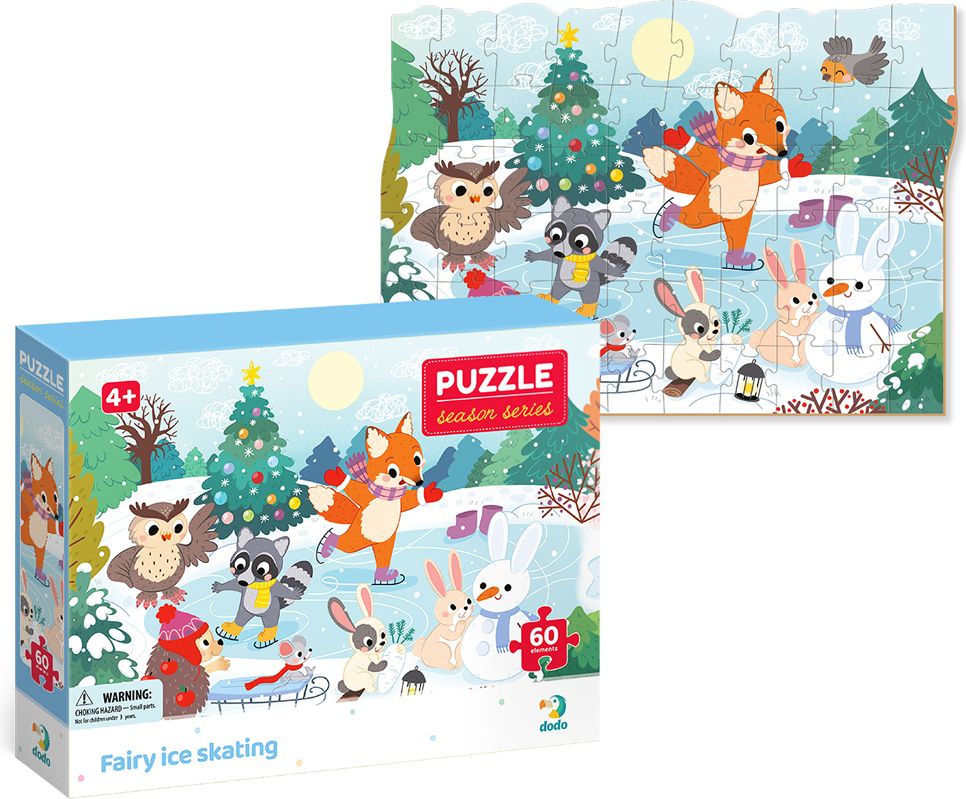 DODO Puzzle roční období Pohádkové bruslení 60 dílků - obrázek 2