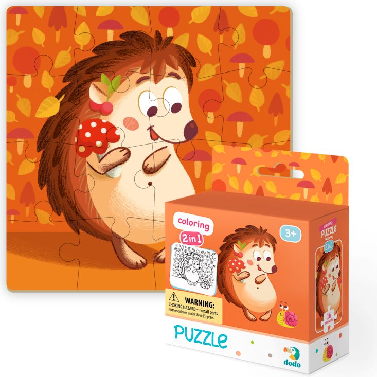 DODO Puzzle s omalovánkou 16 dílků MIX 4 kusů (Ježek, Zajíček, Medvídek, Tučňák) - obrázek 2