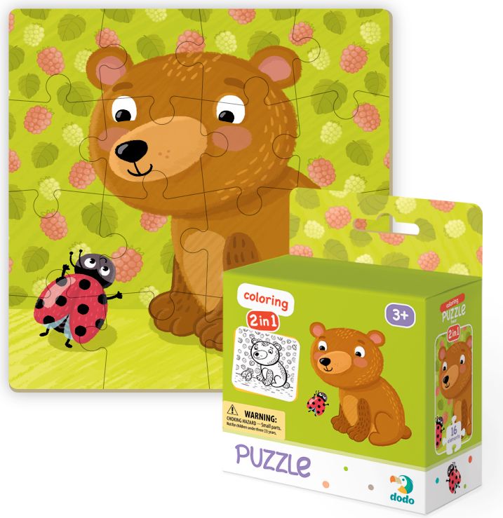 DODO Puzzle s omalovánkou 16 dílků MIX 4 kusů (Ježek, Zajíček, Medvídek, Tučňák) - obrázek 3