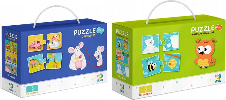 DODO Puzzle Duo 12x2 dílků, sada 2 balení Kde bydlí zvířátka a Protiklady, 18m+ - obrázek 1