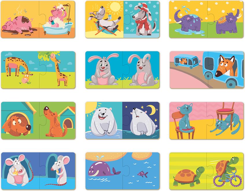 DODO Puzzle Duo 12x2 dílků, sada 2 balení Kde bydlí zvířátka a Protiklady, 18m+ - obrázek 5