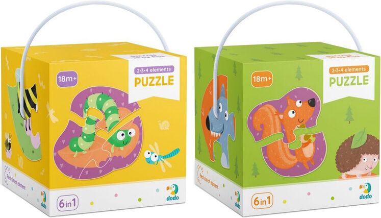 DODO Puzzle 2-3-4 dílků, balení 2 kusů Divoká zvířata a Transport, 18m+ - obrázek 1