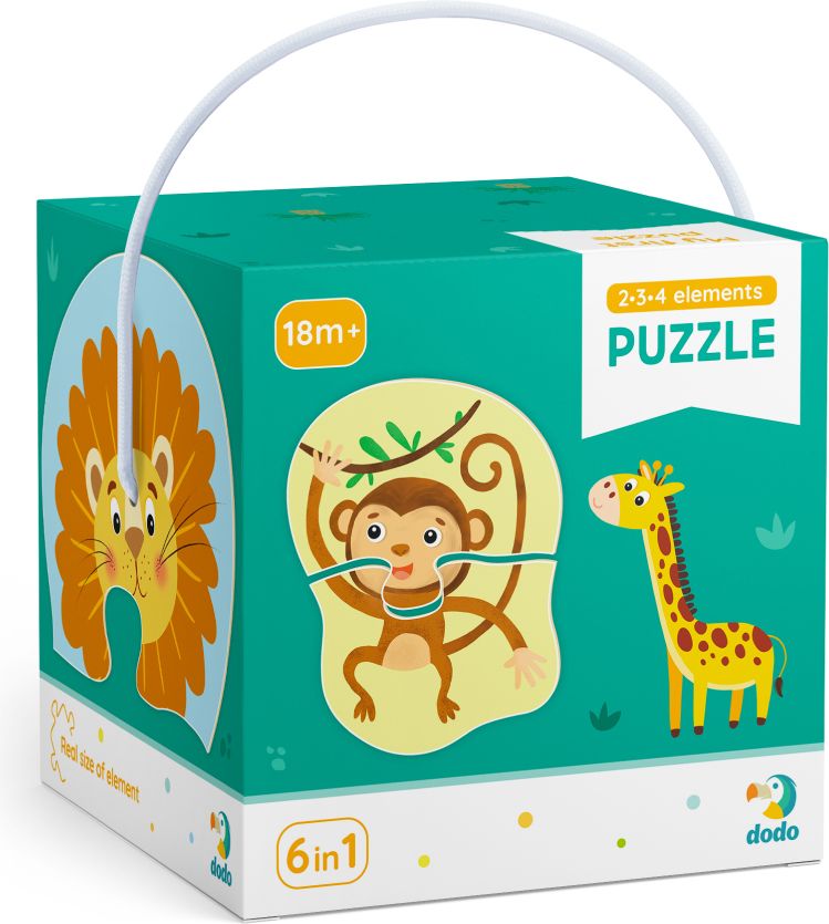 DODO Puzzle 2-3-4 dílků, balení 2 kusů Divoká zvířata a Transport, 18m+ - obrázek 2