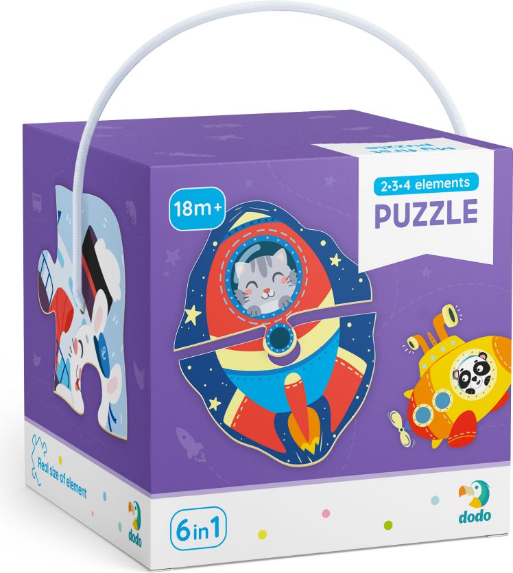 DODO Puzzle 2-3-4 dílků, balení 2 kusů Divoká zvířata a Transport, 18m+ - obrázek 5