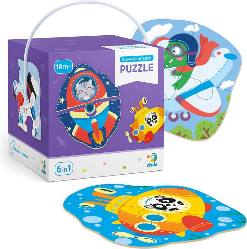 DODO Puzzle 2-3-4 dílků, balení 2 kusů Divoká zvířata a Transport, 18m+ - obrázek 6