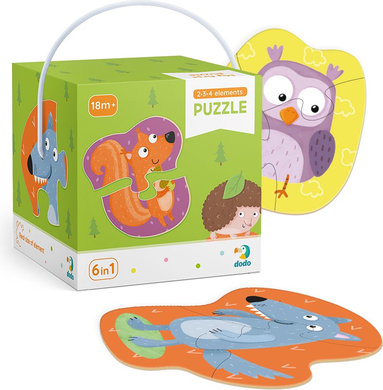 DODO Puzzle 2-3-4 dílků, balení 2 kusů Ovoce a zelenina a Domácí zvířátka, 18m+ - obrázek 3