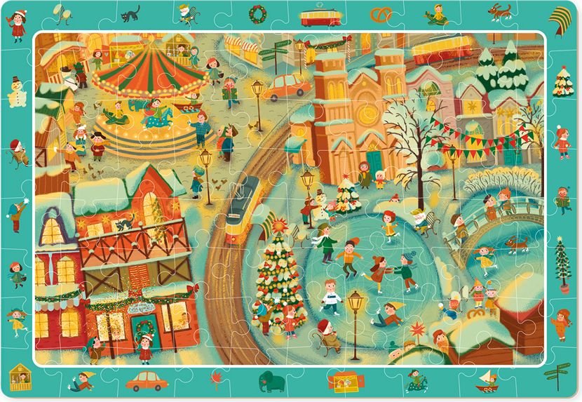 DODO Puzzle s hledáním obrázků Zima ve městě 80 dílků - obrázek 2