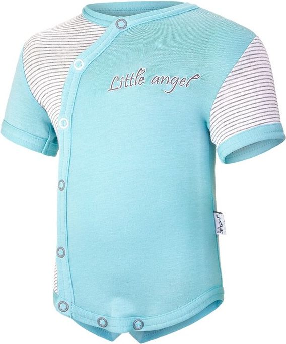 LITTLE ANGEL Body tenké KR Outlast® 56 mentolová/pruh bílošedý melír - obrázek 1