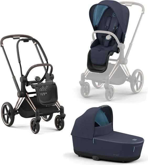 CYBEX Kočárek Priam 4.0 Rosegold, seat pack, lux carry cot Nautical Blue - obrázek 1