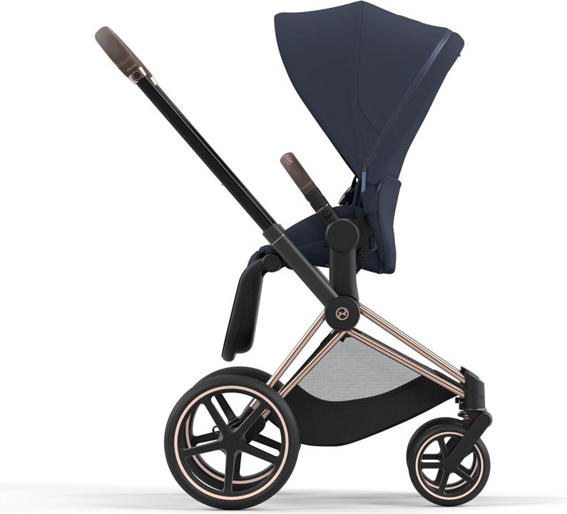 CYBEX Kočárek Priam 4.0 Chrome Brown, seat pack, lux carry cot Nautical Blue - obrázek 4