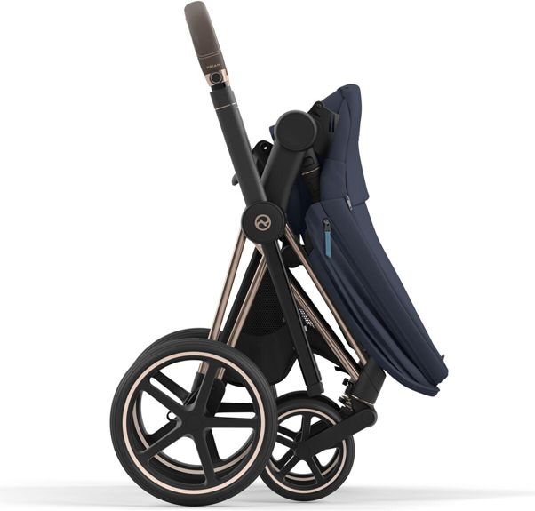 CYBEX Kočárek Priam 4.0 Chrome Brown, seat pack, lux carry cot Nautical Blue - obrázek 5