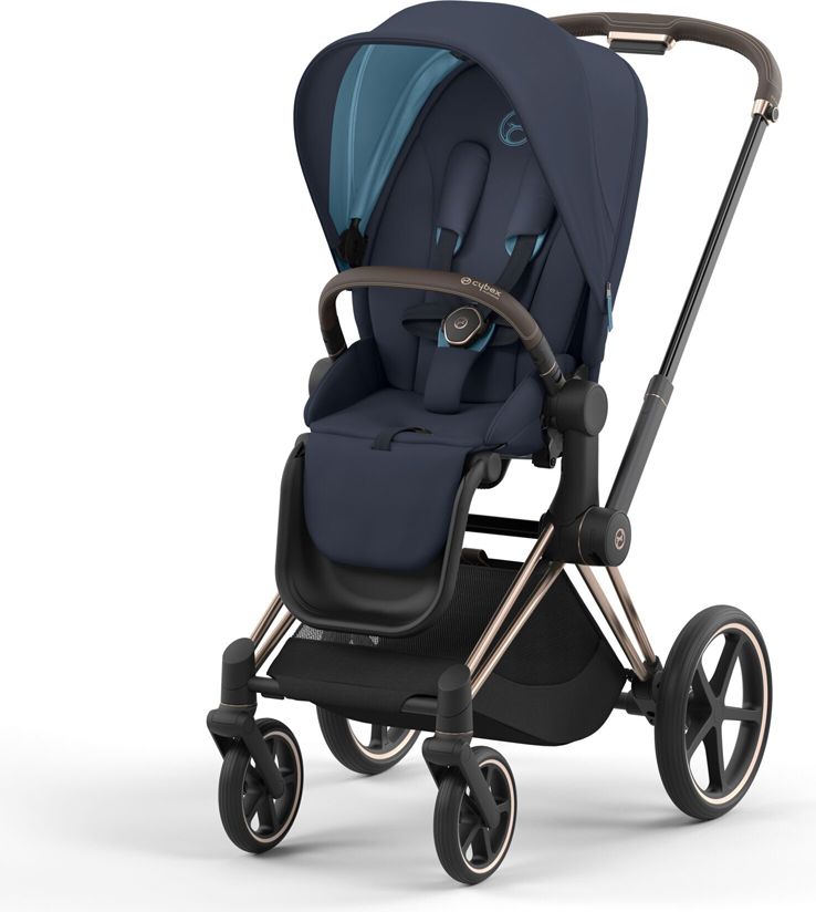 CYBEX Kočárek Priam 4.0 Chrome Brown, seat pack, lux carry cot Nautical Blue - obrázek 7