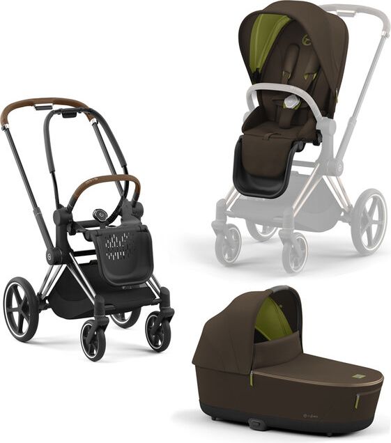 CYBEX Kočárek Priam 4.0 Chrome Brown, seat pack, lux carry cot Khaki Green - obrázek 1