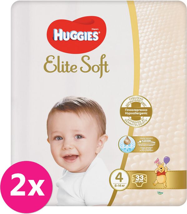 2x HUGGIES® Pleny jednorázové Elite Soft vel. 4 33 ks - obrázek 1