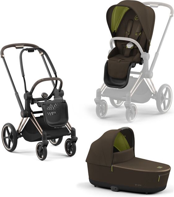 CYBEX Kočárek Priam 4.0 Rosegold, seat pack, lux carry cot Khaki Green - obrázek 1