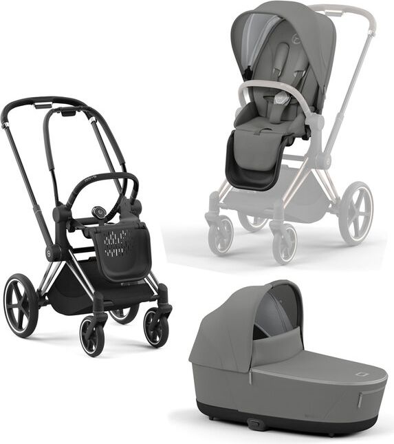 CYBEX Kočárek Priam 4.0 Chrome Black, seat pack, lux carry cot Soho Grey - obrázek 1