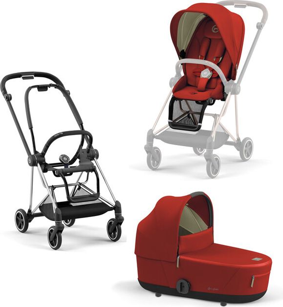 CYBEX Kočárek Mios 3.0 Chrome Black, seat pack, lux carry cot Autumn Gold - obrázek 1