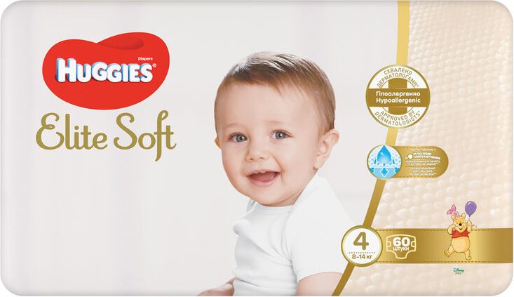 HUGGIES Elite Soft 4 8-14kg 60ks - obrázek 1